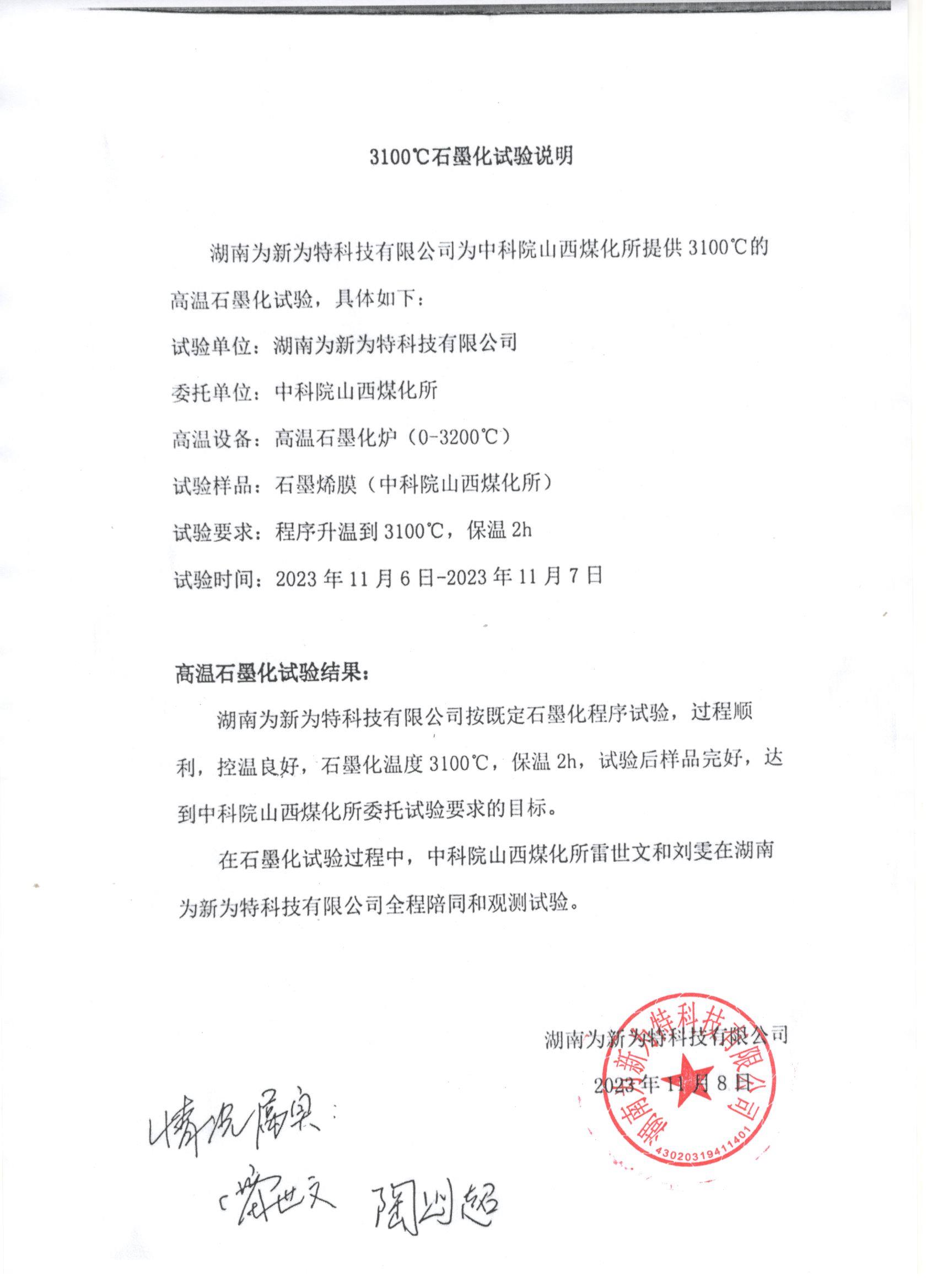 3100℃保溫2小時，測試結(jié)果成功